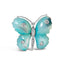 Alfiler de mariposa de madreperla azul en oro blanco de 18 quilates