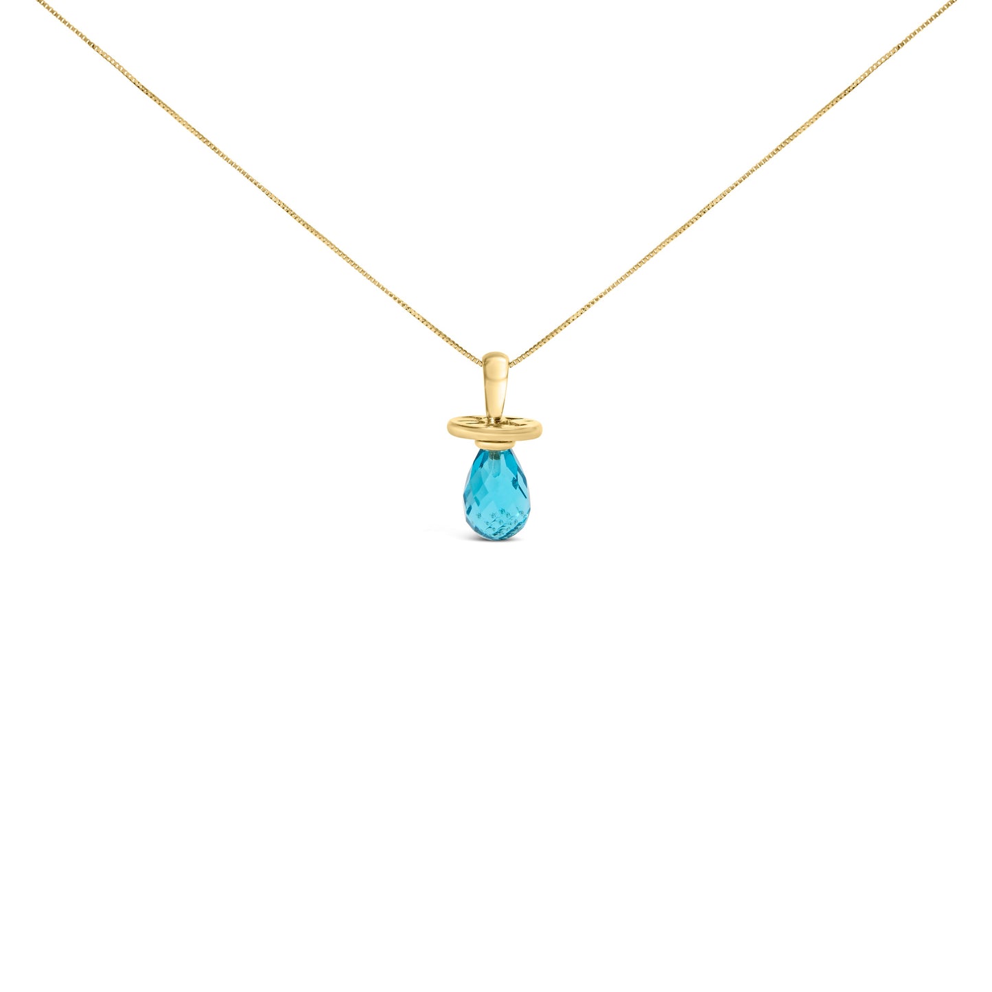 Collar con colgante de chupete de cuarzo azul y oro amarillo de 14 quilates - 18"