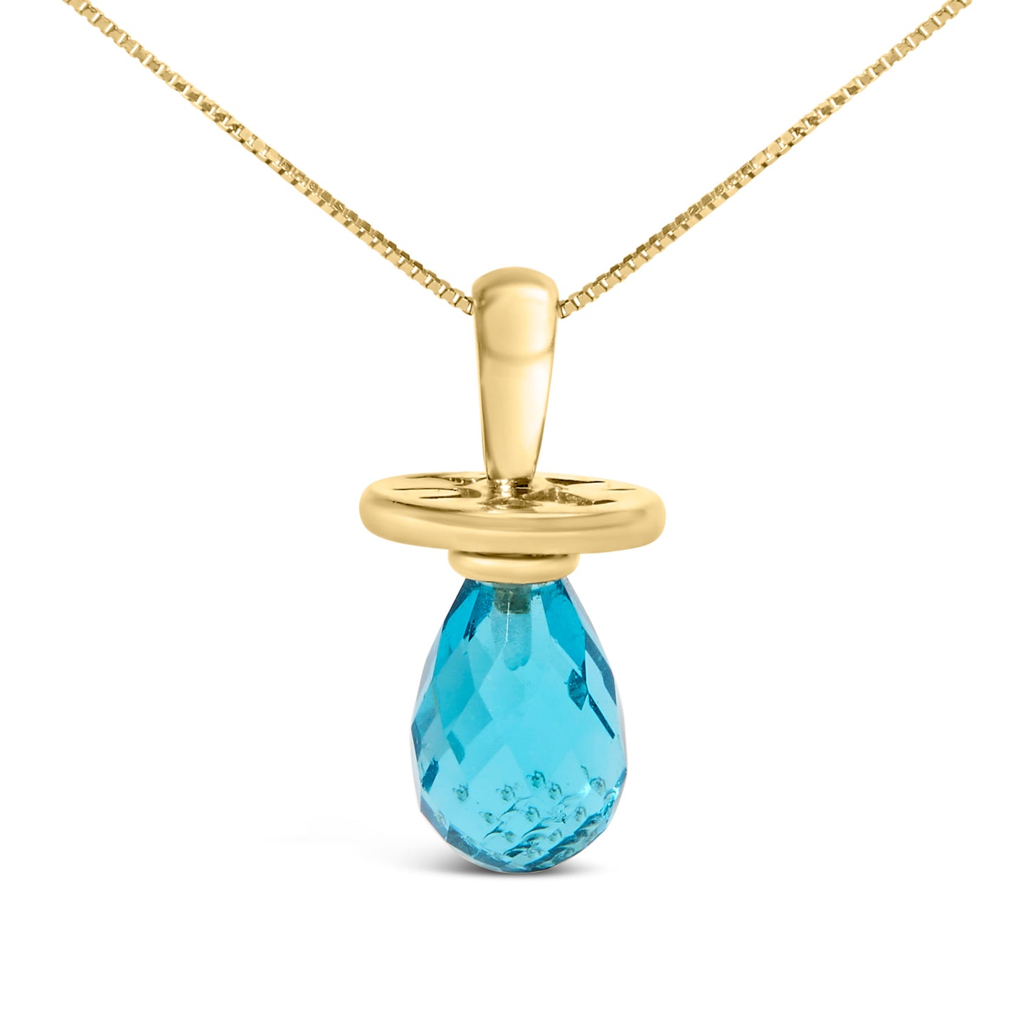 Collar con colgante de chupete de cuarzo azul y oro amarillo de 14 quilates - 18"