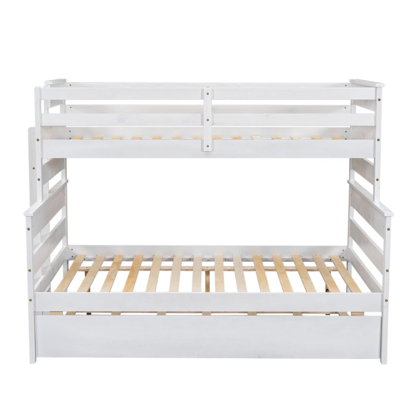 Wood Twin over Full Bunk Bed with Twin Size Trundle  White - Korvel