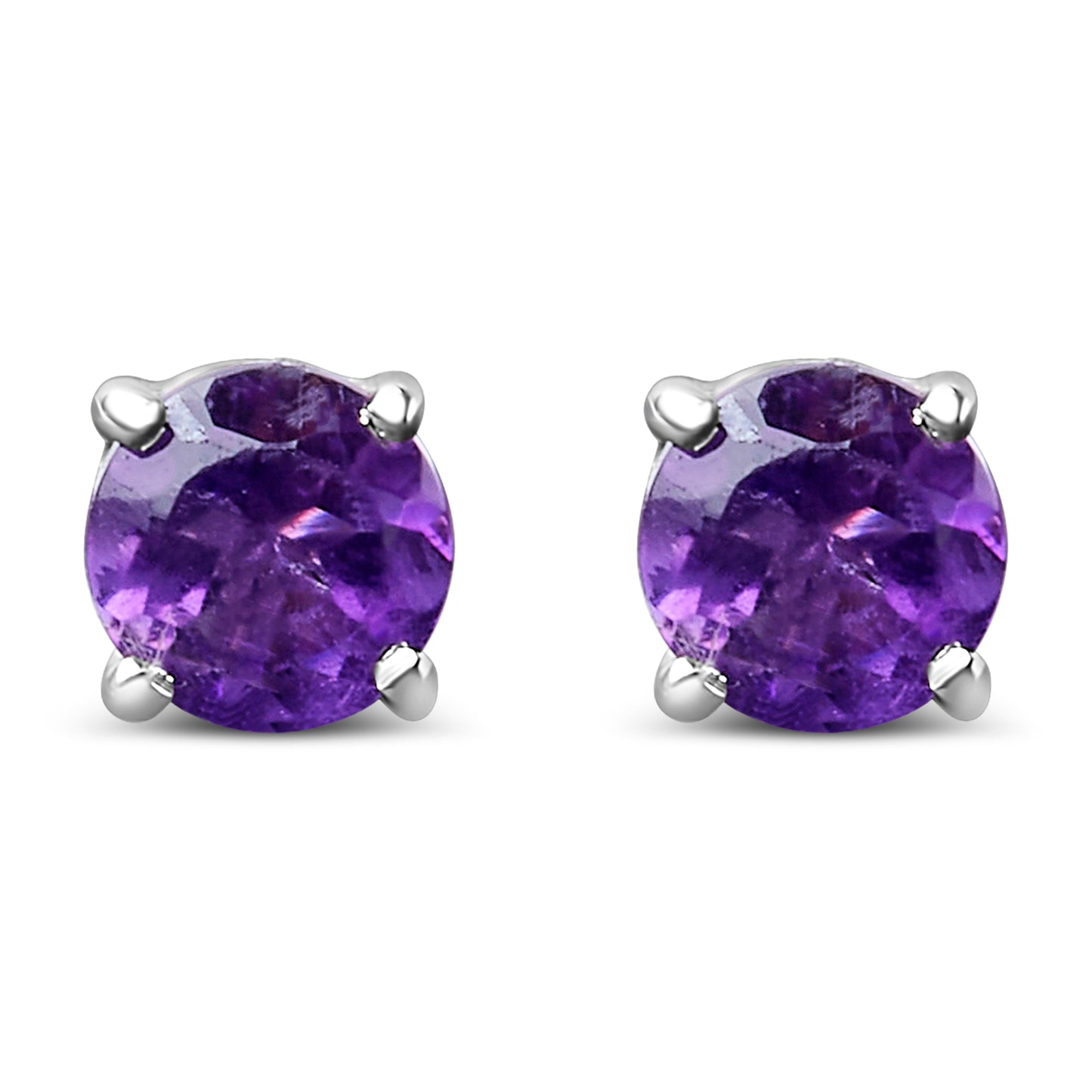 .925 Sterling Silver 3.5 MM Created Round Red Garnet Stud Earrings