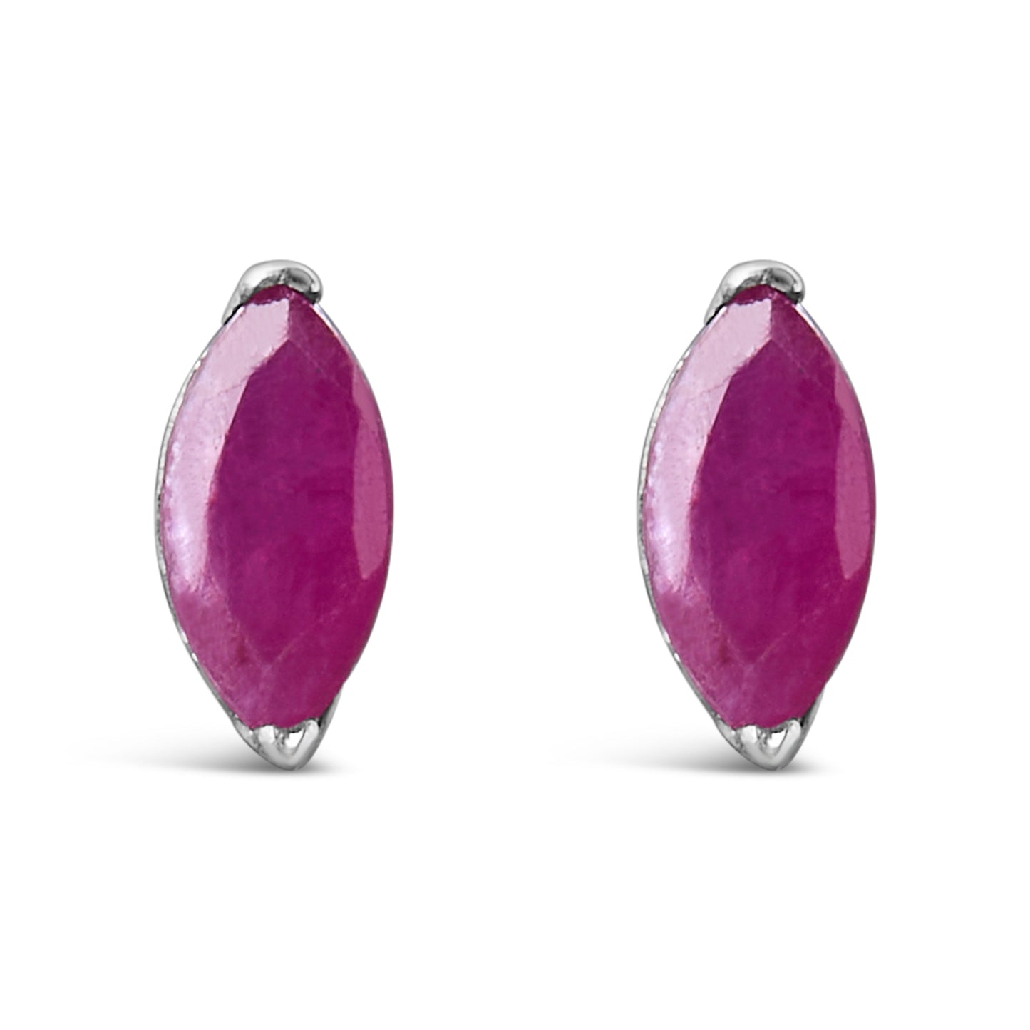 .925 Sterling Silver Created Pink Ruby Solitaire Stud Earrings