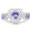 Bague en argent sterling avec tanzanite véritable de 1,09 carat et diamants blancs