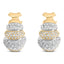 Pendientes de botón de diamante de tres niveles en oro bicolor de 18 quilates