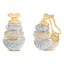 Pendientes de botón de diamante de tres niveles en oro bicolor de 18 quilates