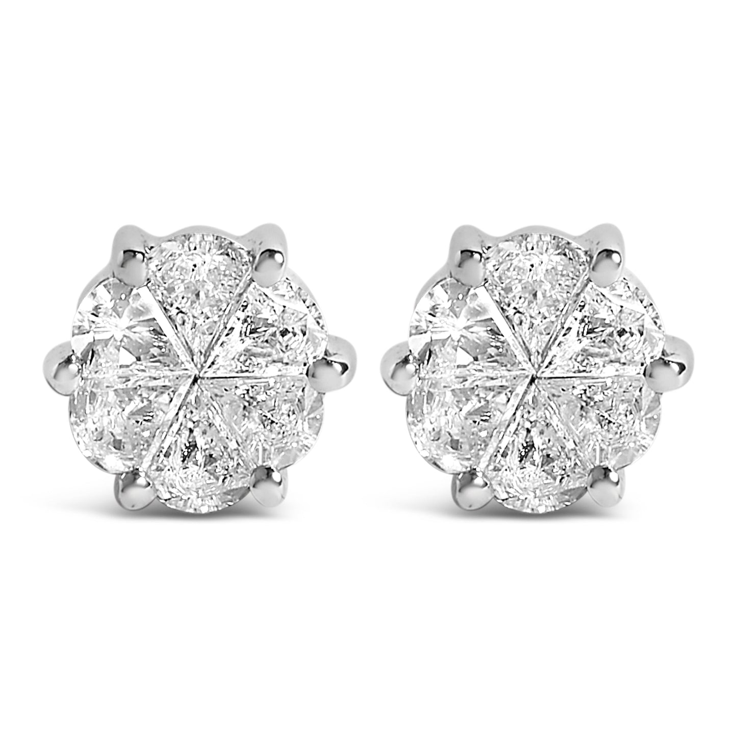 Pendientes de diamantes en corte pie de 14K oro blanco 1.00 Cttw