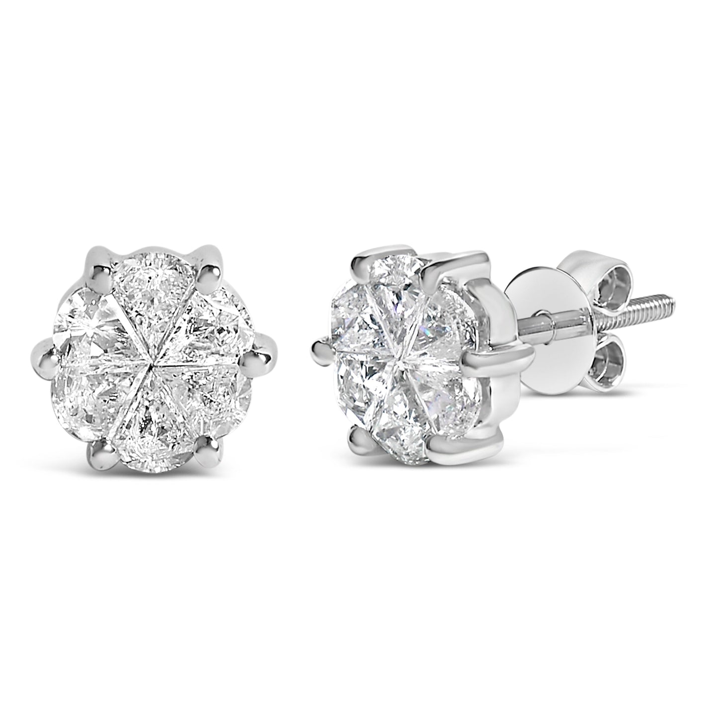 Pendientes de diamantes en corte pie de 14K oro blanco 1.00 Cttw