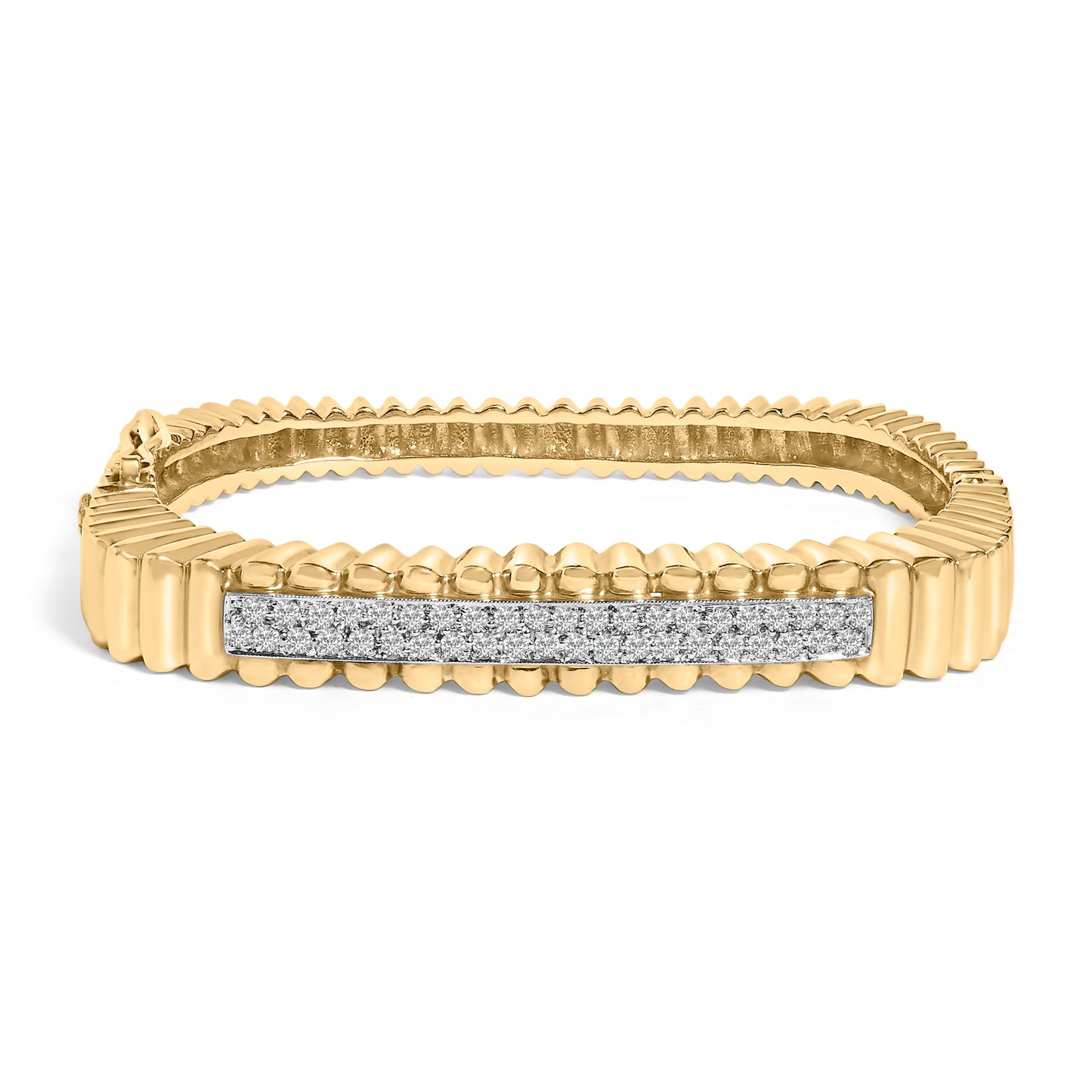 Bracelet jonc en or jaune 14K avec diamants - 1 1/4 Cttw