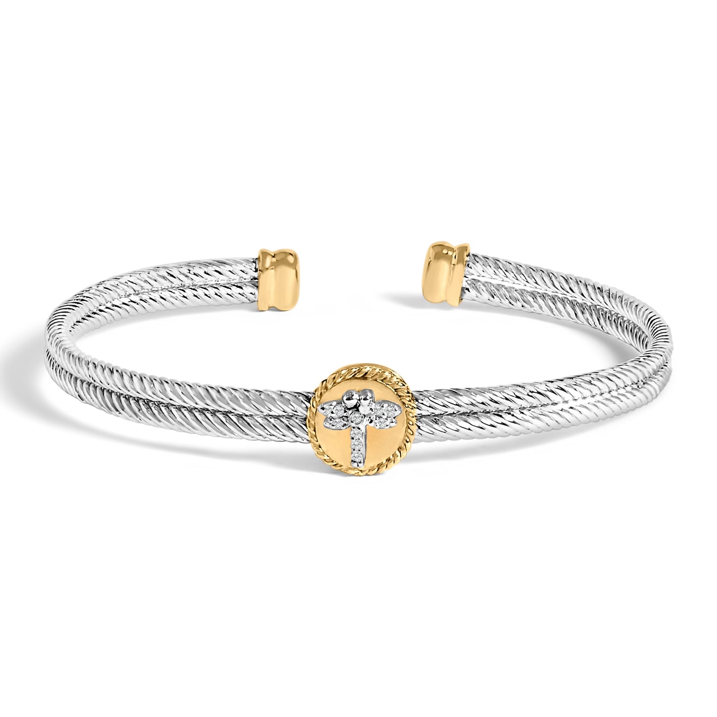 Pulsera Bangle Medallón de Libélula Baño de Oro de 18K en Plata Esterlina