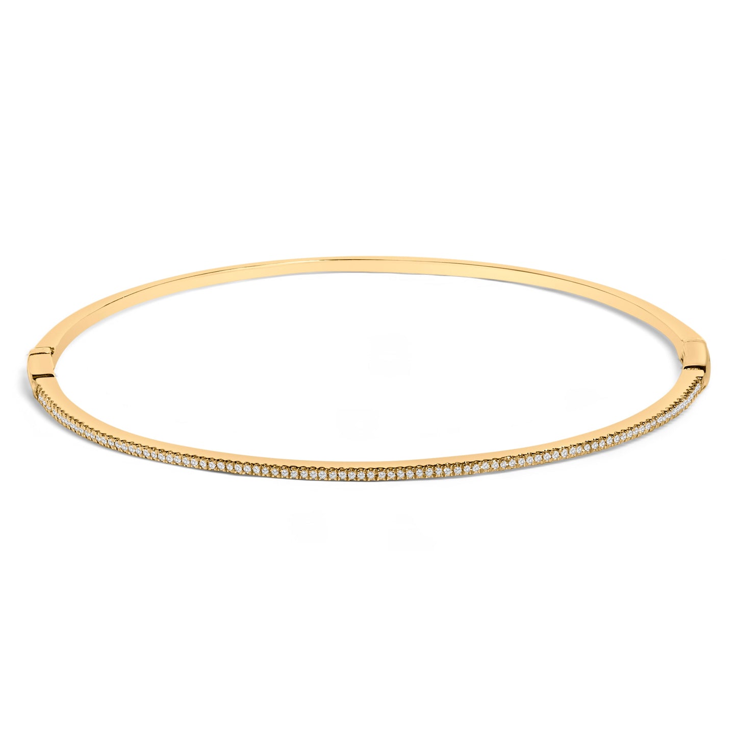Bracelet jonc demi-éternité en or jaune 14K avec diamants - 7,75"