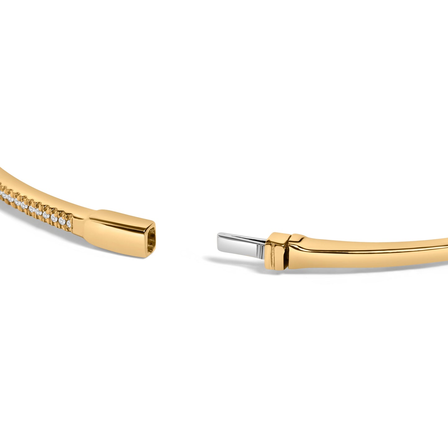 Bracelet jonc demi-éternité en or jaune 14K avec diamants - 7,75"