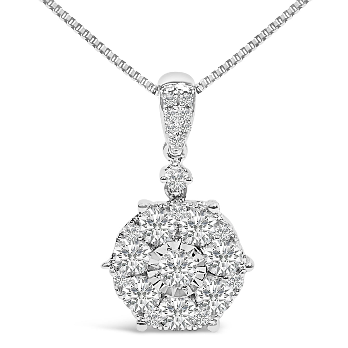 Collar de Colgante de Diamantes en Oro Blanco de 14K - 18"