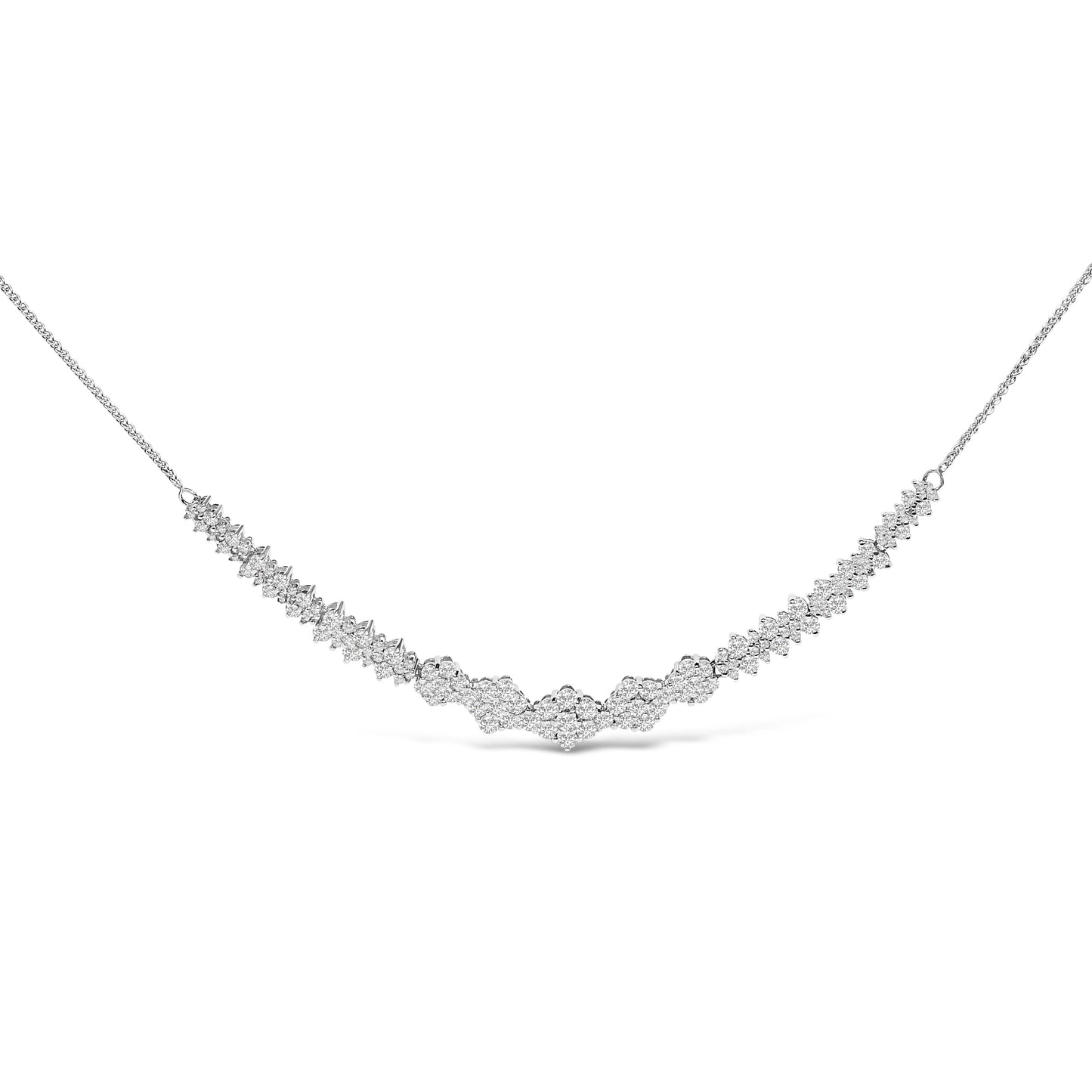 Collar de Barra de Clúster de Diamantes de Oro Blanco de 14K - 2.00 Cttw