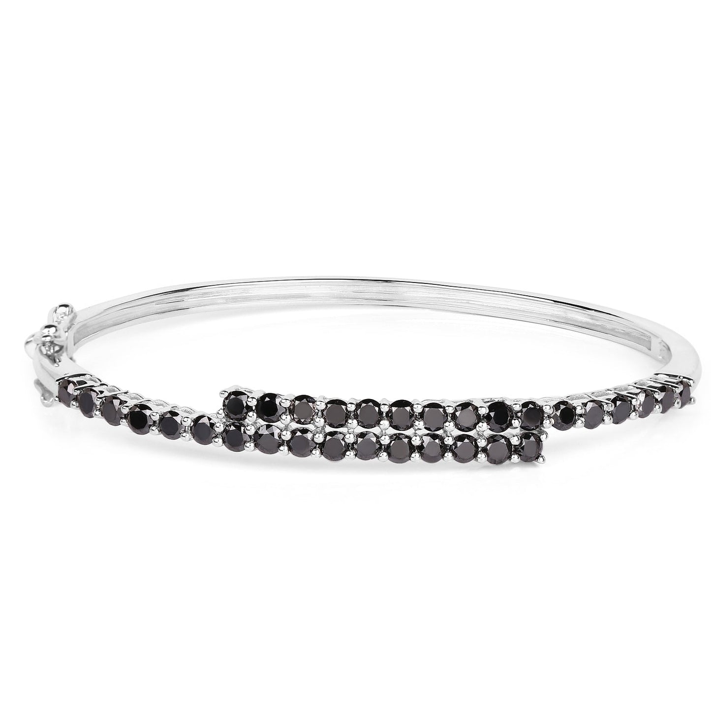 Bangle en argent sterling .925 avec diamant noir véritable de 4,00 carats