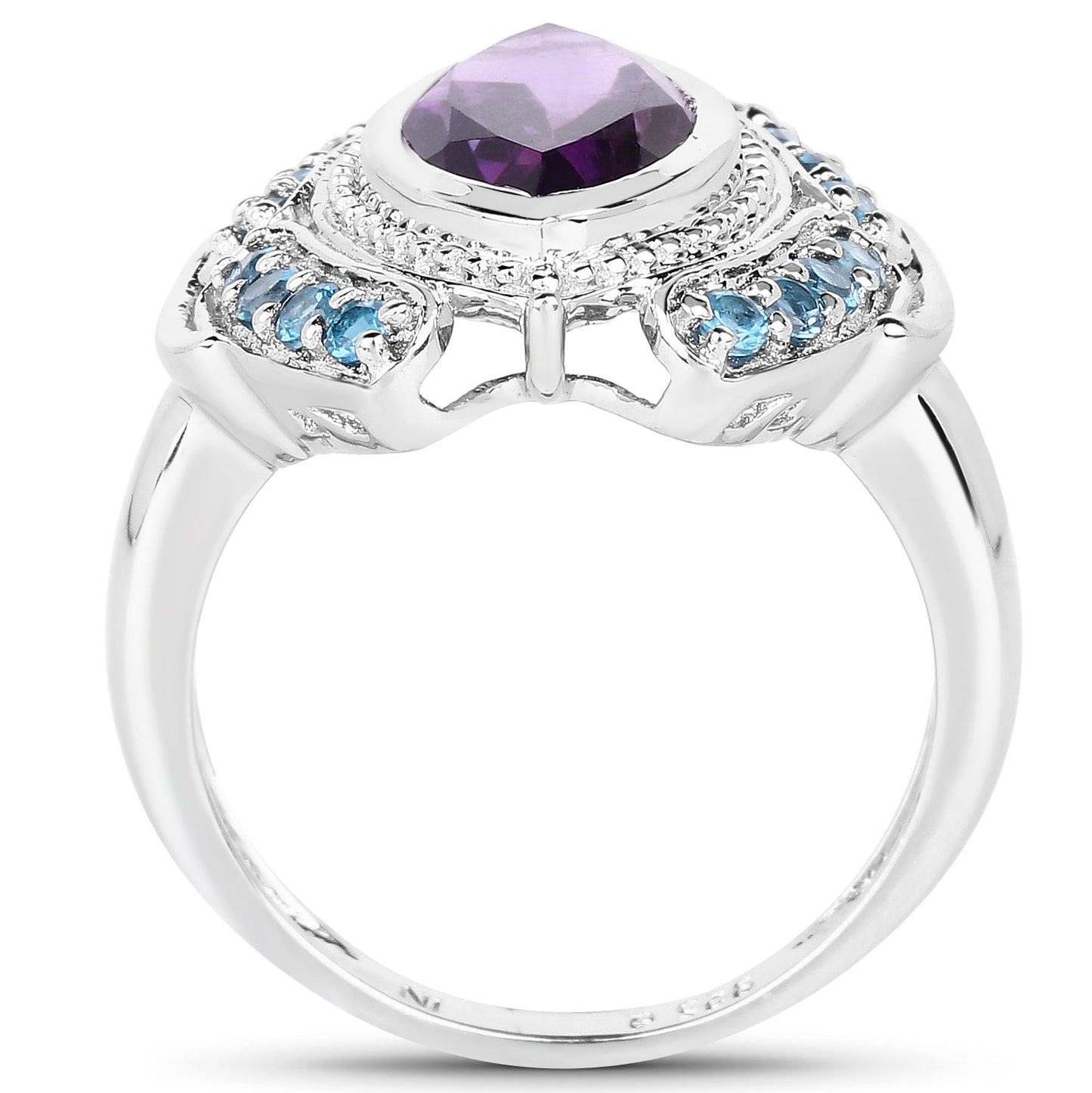 Bague en Améthyste et Topaze Bleue de 3,06 Carats