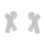 14K White Gold Diamond X-Shaped Omega Back Stud Earrings