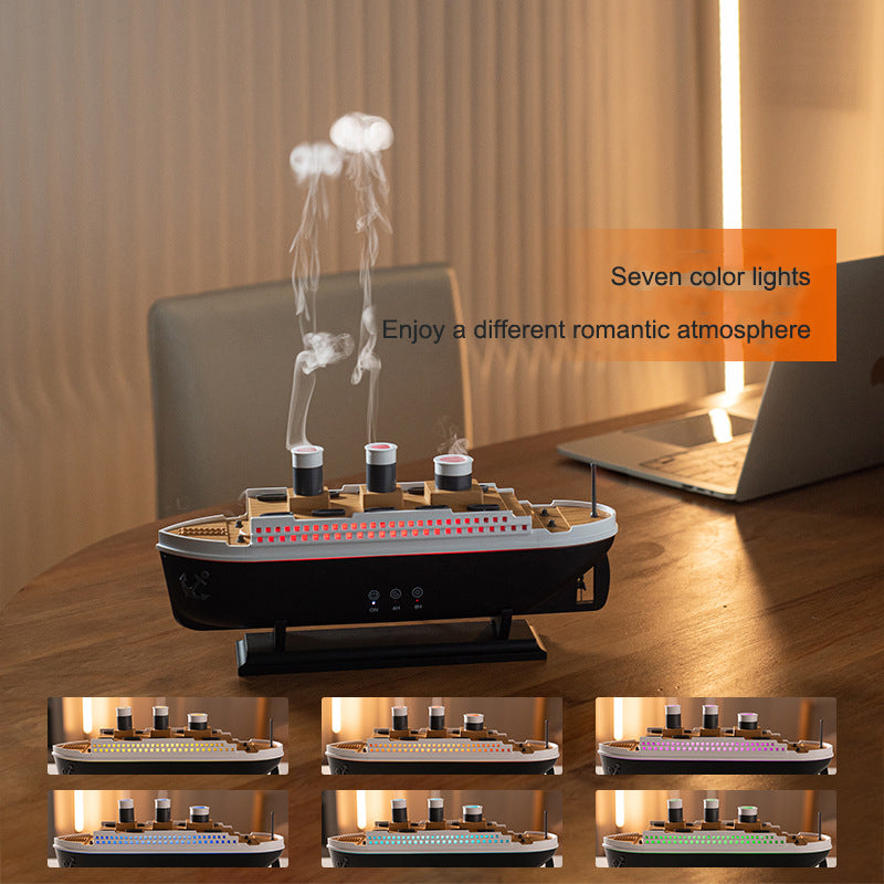 Simulated ship smoke ring aromatherapy machine desktop creative volcano spray jellyfish cruise fragrance humidifier - Korvel