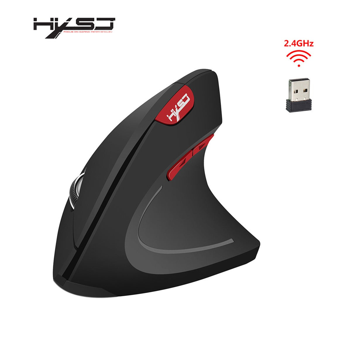 New Wireless Mouse 2.4G Vertical Health Mouse External Battery 6D Design Computer Office - Korvel