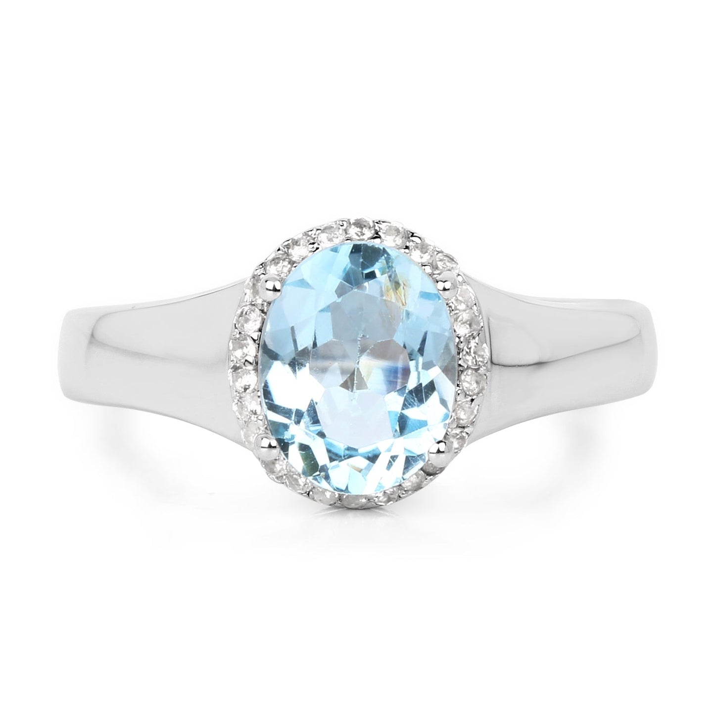 Bague de fiançailles en topaze bleue et topaze blanche de 2,63 carats en argent sterling .925