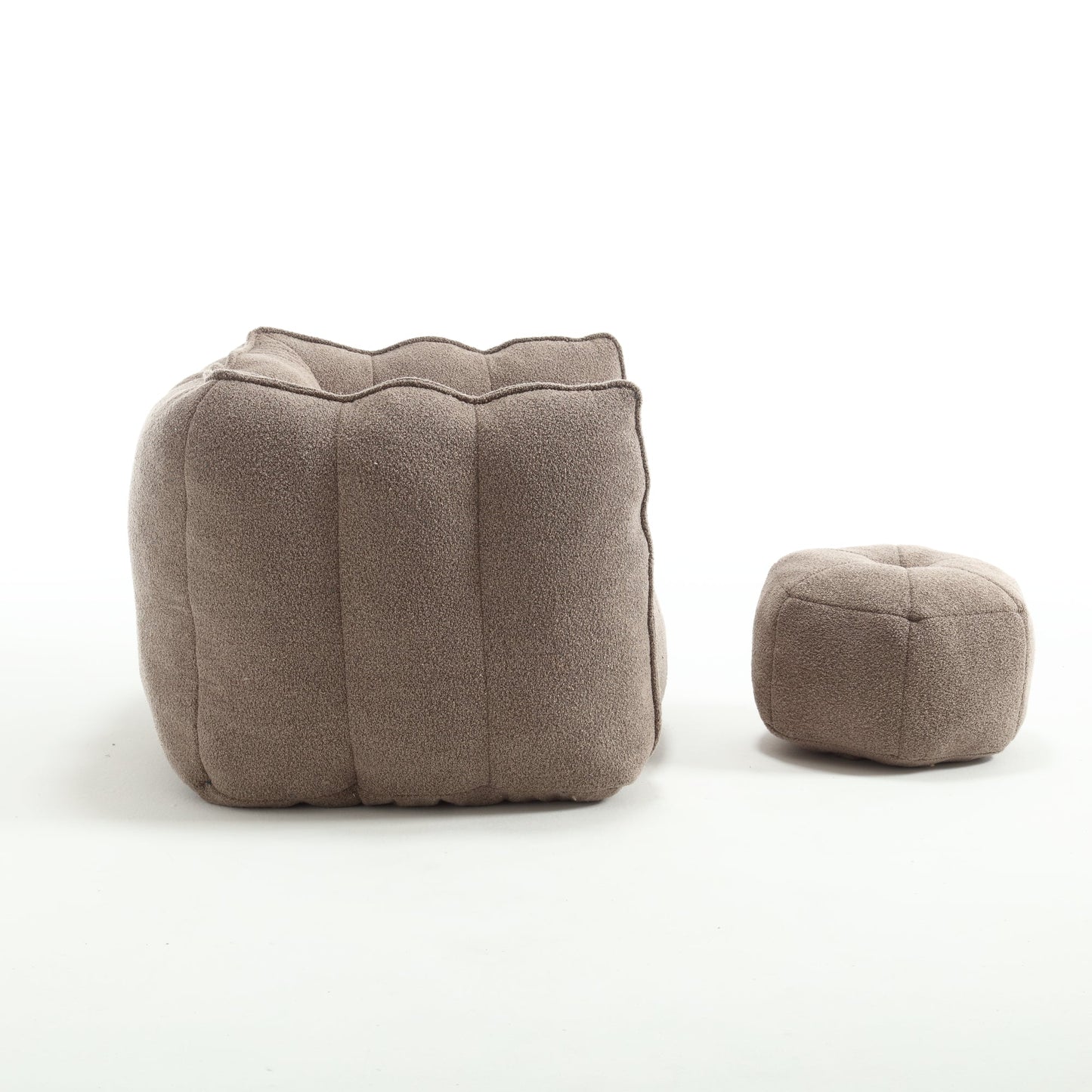 Soft Bean Bag Chair with High Resilient Foam(Chips)for living room and bedroom,Comfortable Square Lazy Sofa with Footstool - Korvel