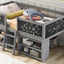 Twin Size Low Loft Bed with Two Movable Shelves and Ladder,with Decorative Guardrail Chalkboard,Gray - Korvel