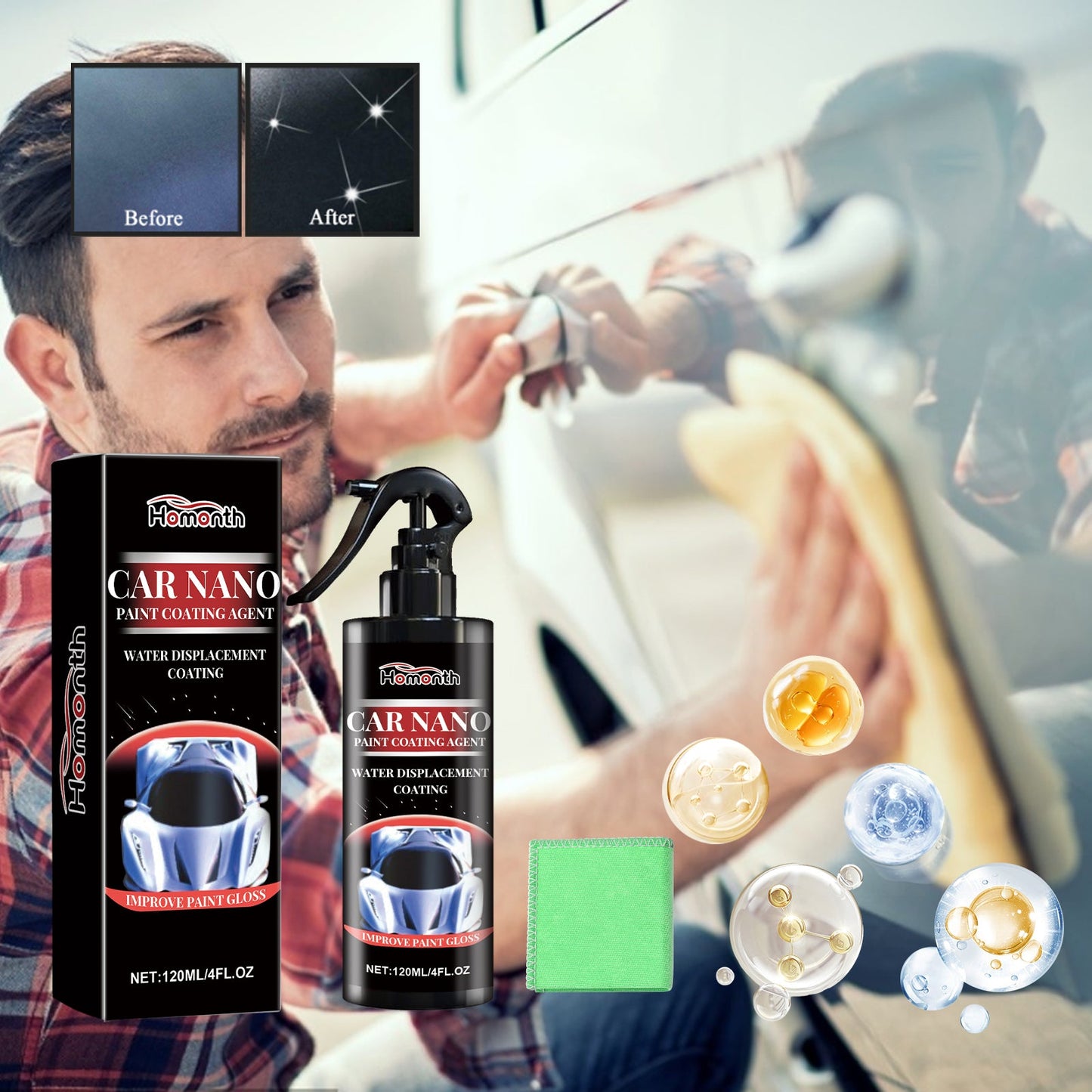 Car Nano Paint Coating Agent, Maintenance Paint Decontamination Brightening Automotive Coating Coating Spray For All Vehicles - Korvel