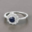 Anillo de Compromiso de Zafiro Azul y Diamante de 0.72 Quilates en Oro Blanco de 14K