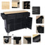 Kitchen trolley with rubber wood leaf countertop, 5-wheel kitchen island, storage cabinet and 3 dining drawers, black - Korvel