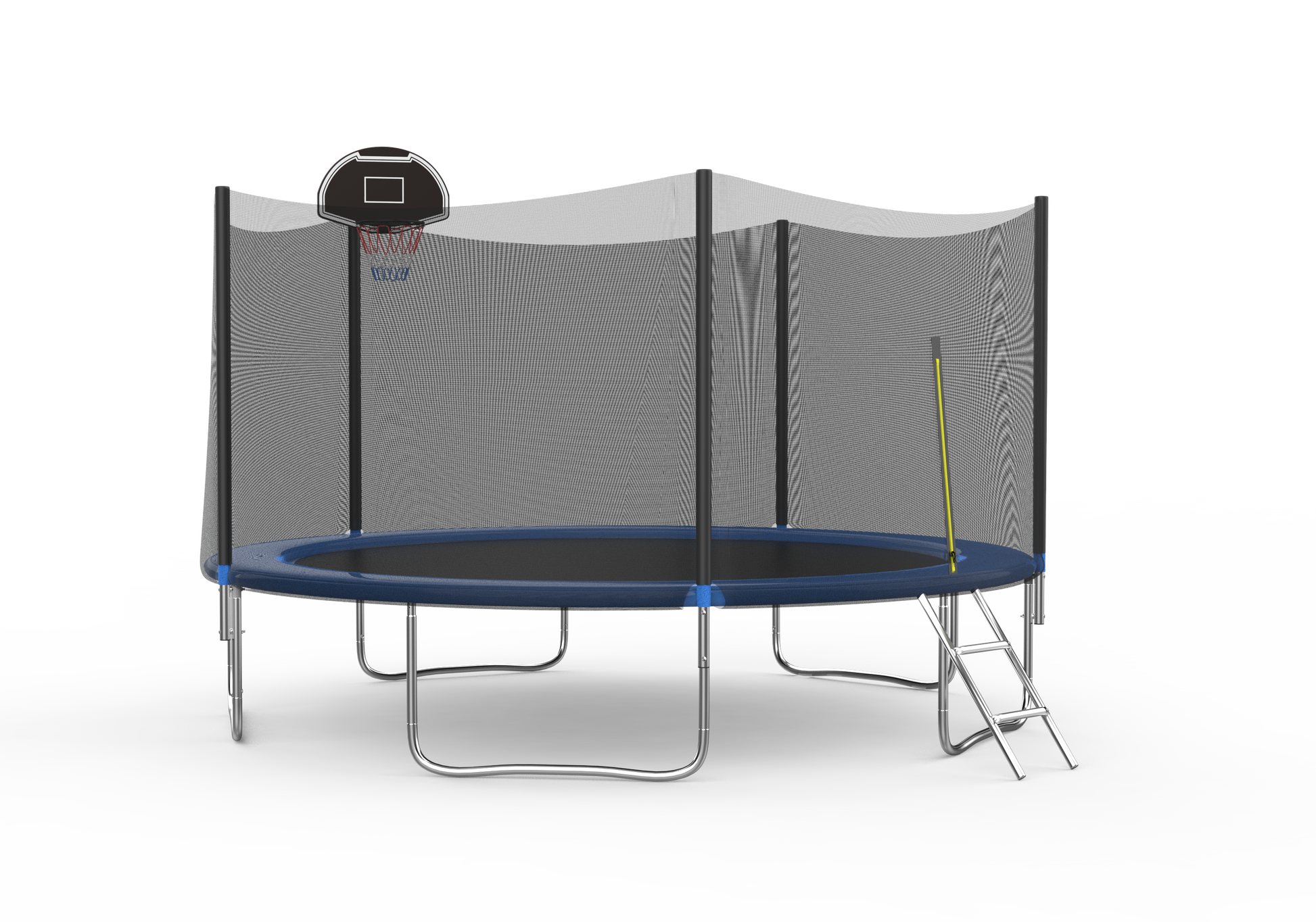 14 FT TRAMPOLINE OUTSIDE SAFETY NET WITH BASKETBALL HOOP - Korvel
