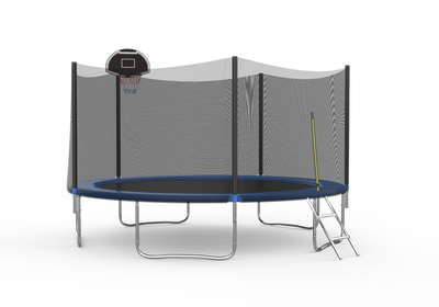 14 FT TRAMPOLINE OUTSIDE SAFETY NET WITH BASKETBALL HOOP - Korvel
