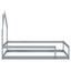 Lit simple taille jumeau en bois gris avec tête de lit en forme de maison