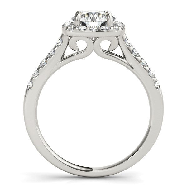 Bague de fiançailles en diamant avec halo carré en or blanc 14k