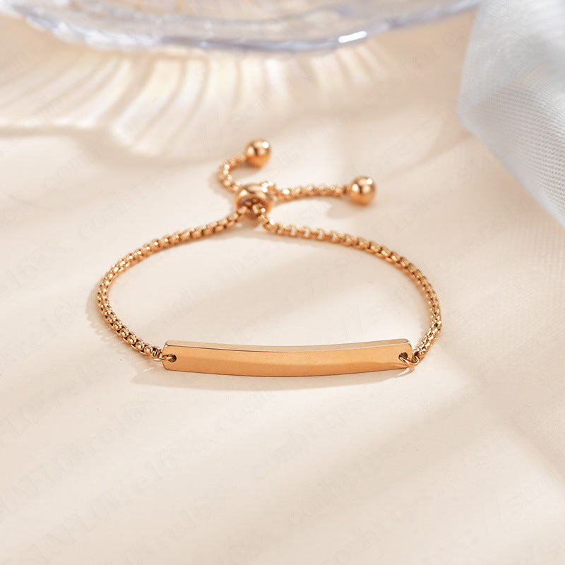 Stainless steel personalized engraved three color curved bracelet simple and personalized women's bracelet - Korvel