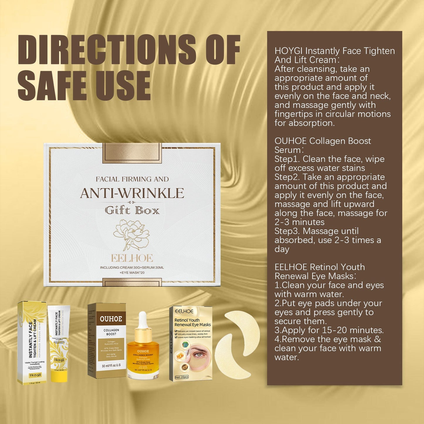 Facial Skin Care Gift Box, Moisturizing And Moisturizing Face And Eye Skin Rejuvenation Care And Lotion Set - Korvel