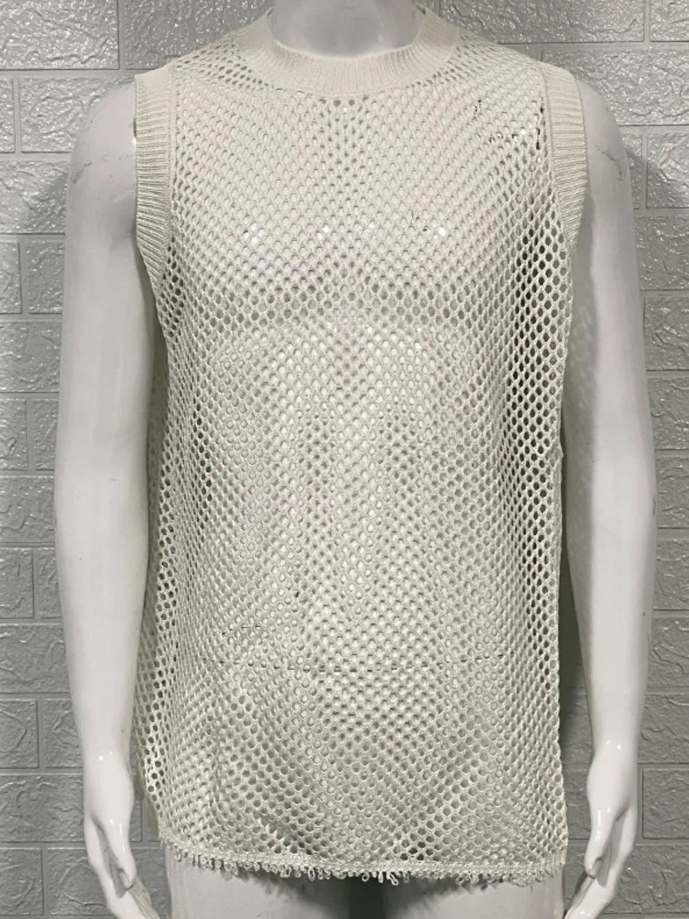 Débardeur en tricot sans manches à col rond pour homme