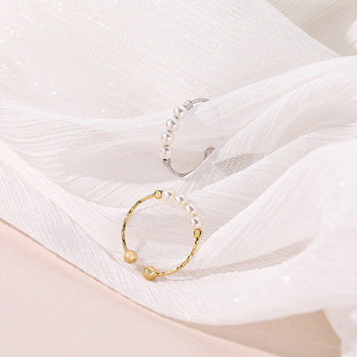 Retro imitation pearl ring women's magic decoration ring pure silver joint ring - Korvel