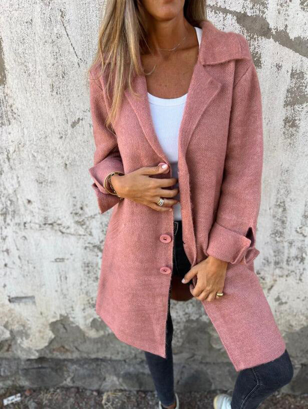 Lapel Single Breasted Cardigan with Pockets