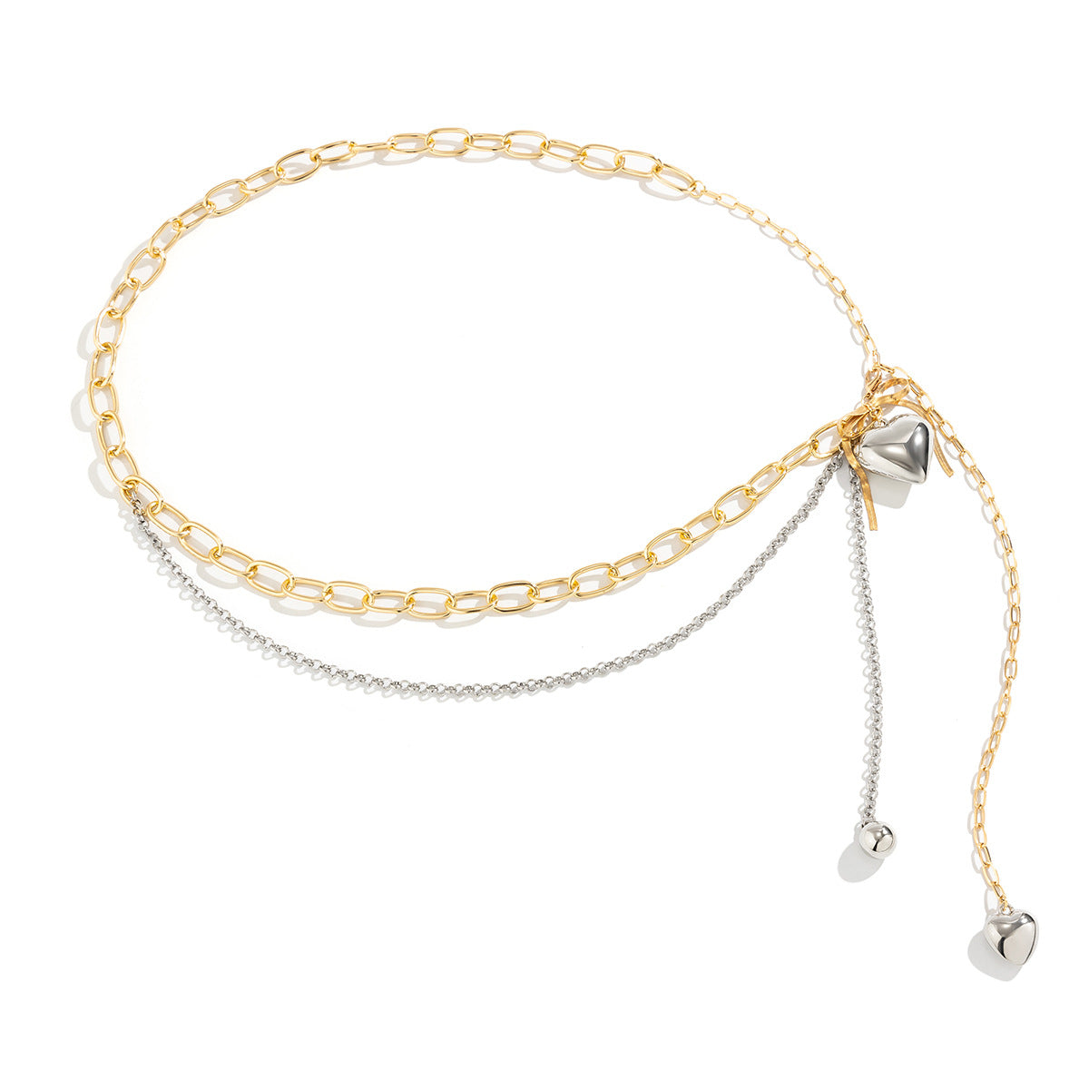 Ins style double-layer pearl retro love bow tassel Waist chain - Korvel