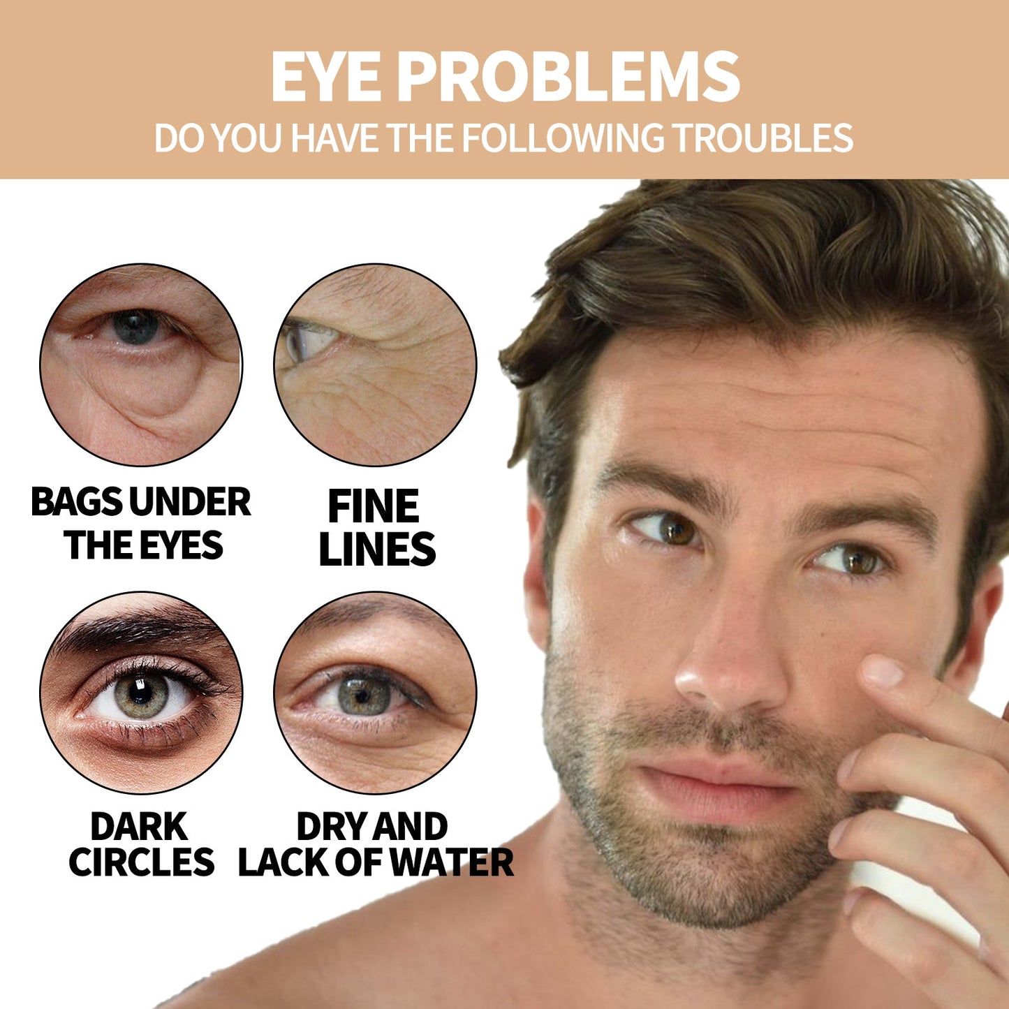Hydrating Eye Roller For Men, Firming Lift Reduces Fine Lines, Dark Circles And Bags Under The Eyes - Korvel