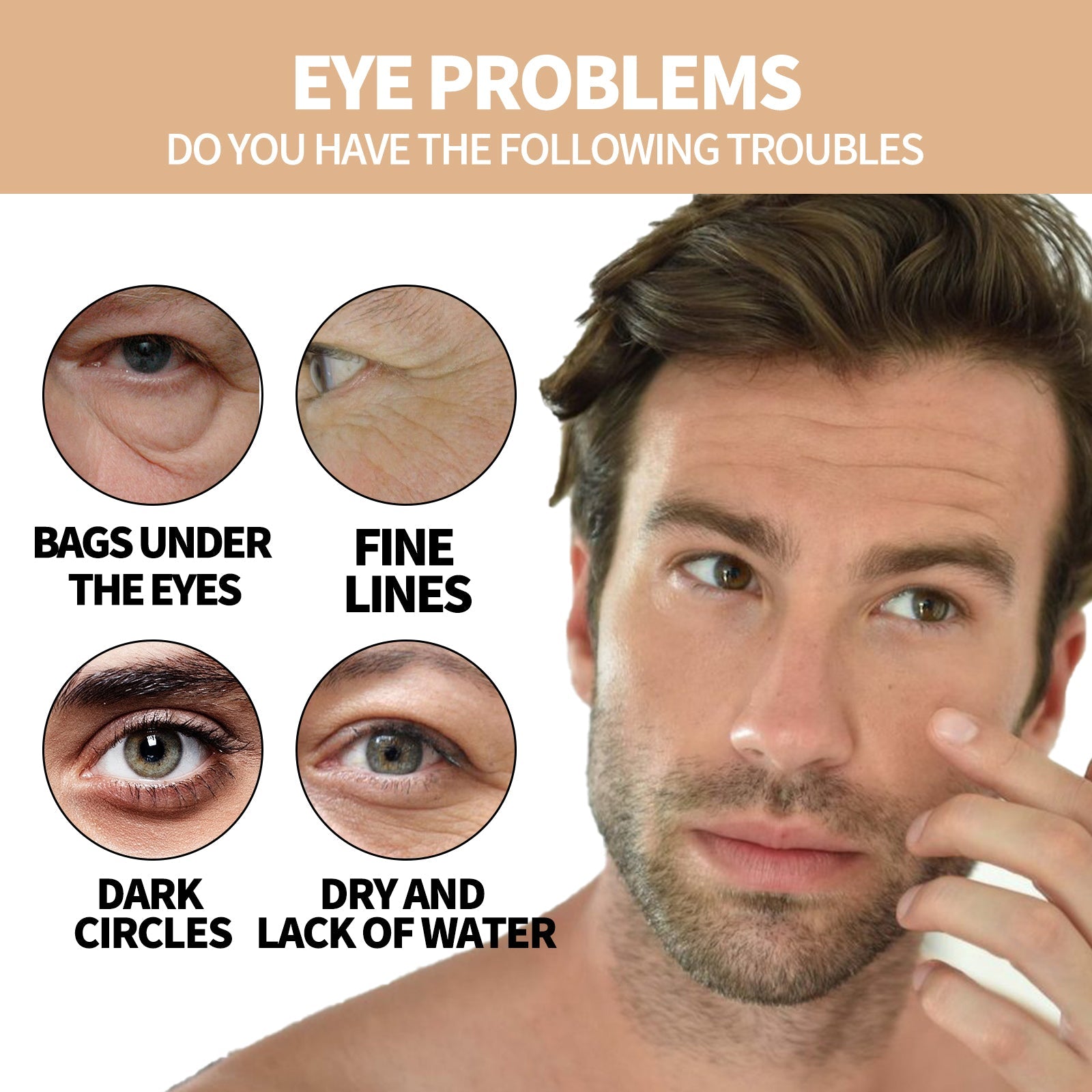 Hydrating Eye Roller For Men, Firming Lift Reduces Fine Lines, Dark Circles And Bags Under The Eyes - Korvel