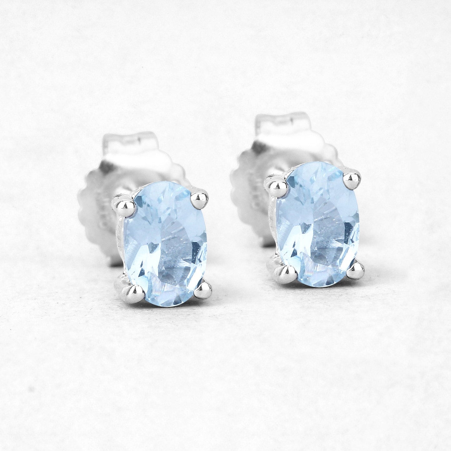 Boucles d'oreilles en argent sterling avec aquamarine véritable de 0,72 carat
