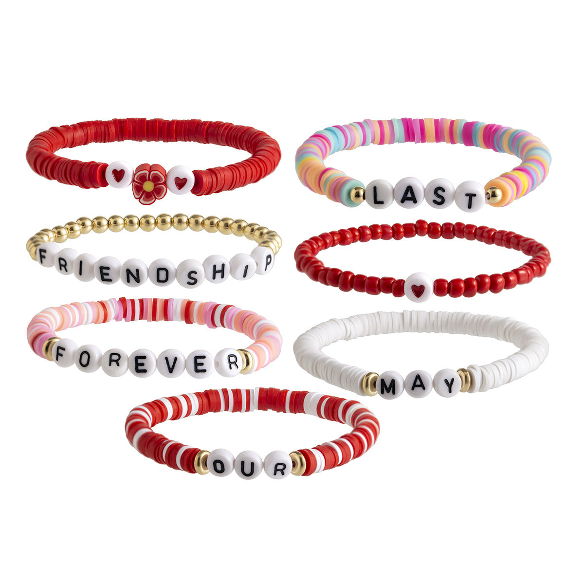 Colorful Bohemian Soft Ceramic Elastic LOVE Bead Bracelet