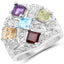 Anillo de cóctel elegante de múltiples piedras en plata esterlina .925