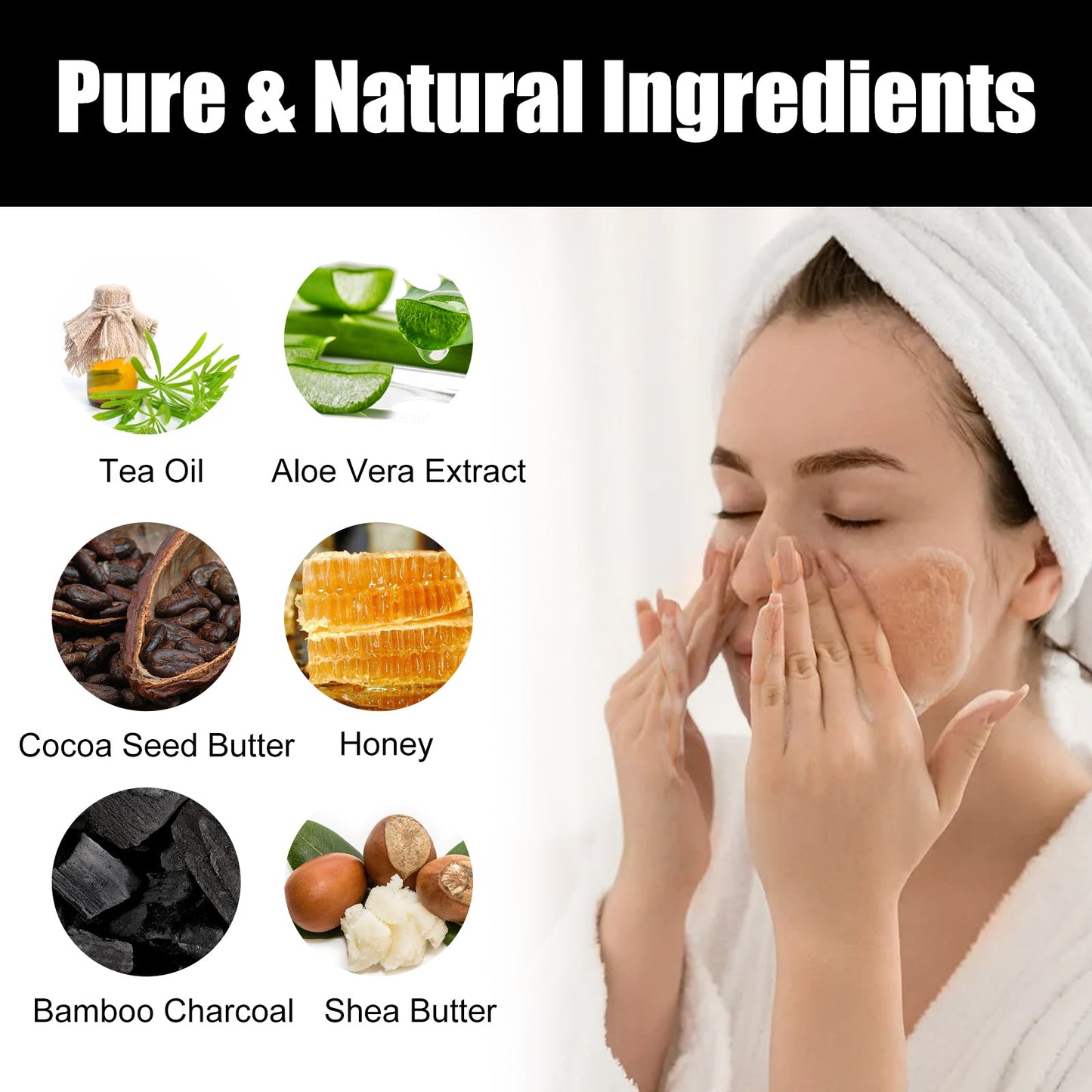 Shea Butter Black Soap, Repair Acne Pimple Acne Clear Pores Moisturize Smooth Skin Soap - Korvel