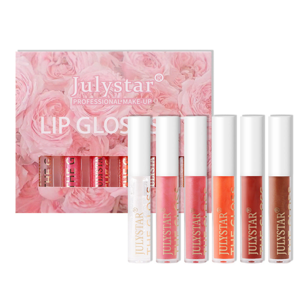 Six Pack Multi-Color Moisturizing Watery Glass Lip Gloss Pearl Watery Lip Glaze Non-Stick Mirror Lip Gloss - Korvel