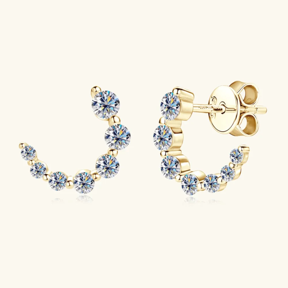 925 Sterling Silver Inlaid Moissanite Stud Earrings - Korvel