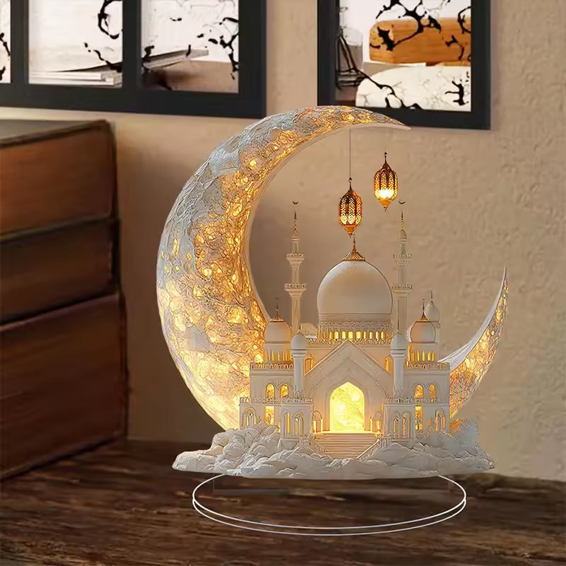 2025 Ramadan 2D Acrylic Moon - Castle Ornament. Eid Al - fitr Decoration, Muslim Home & Party Gift. - Korvel
