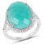 8.14 Carat Genuine Amazonite & White Topaz Sterling Silver Ring