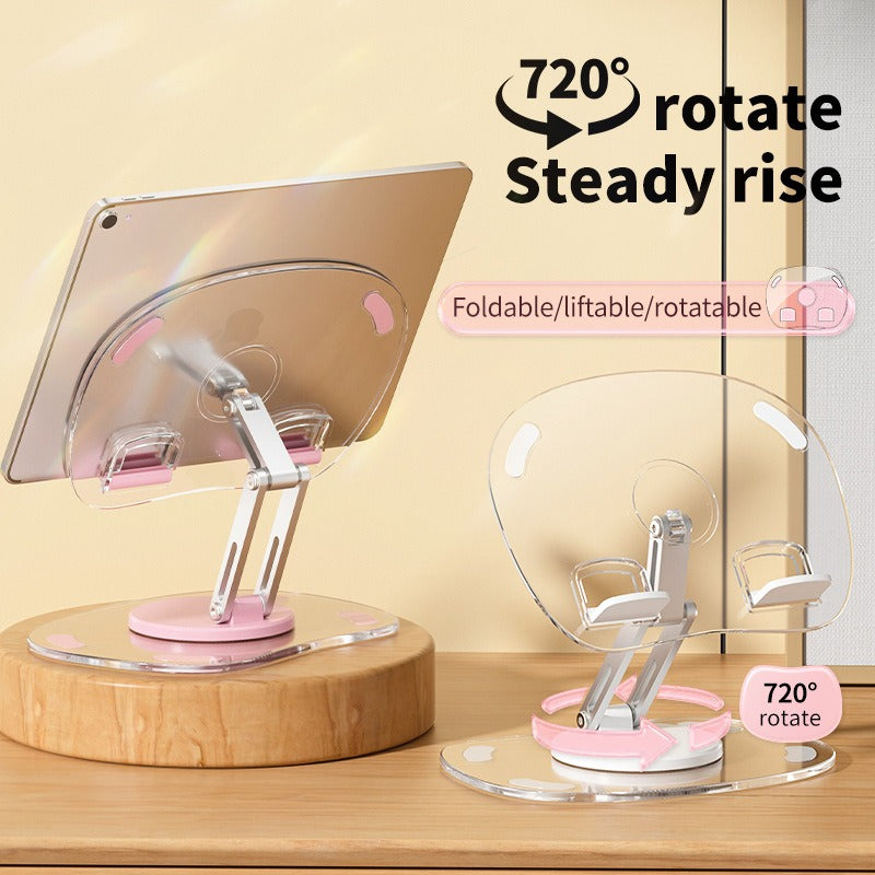 360-Degree Rotating Acrylic Tablet Stand - Foldable & Portable