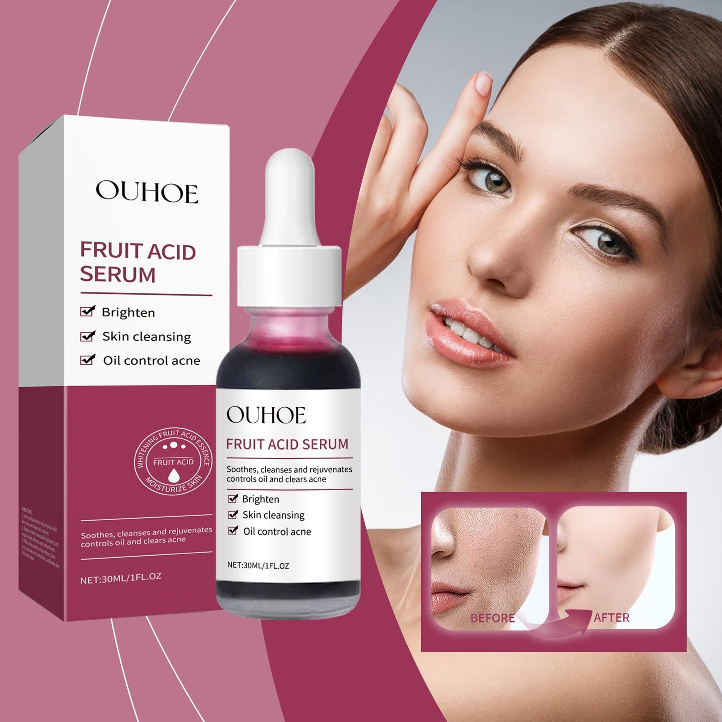 Essence Purifiante aux Acides de Fruits - Sérum Exfoliant Doux